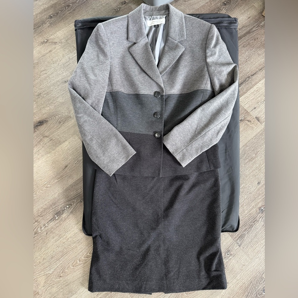 Tahari ASL grey skirt suit set business professional size 12